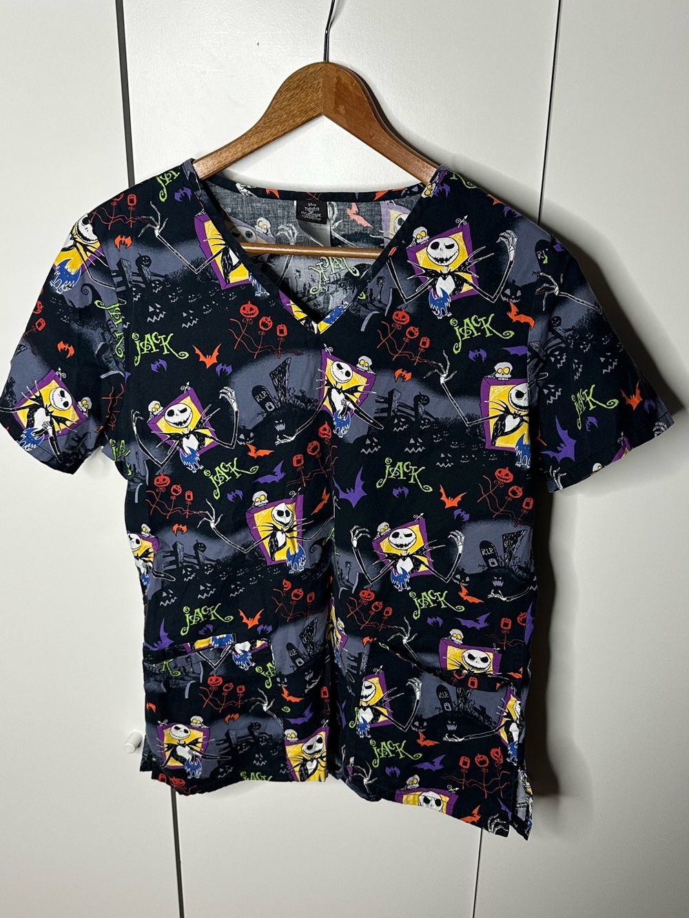 Nightmare Before Christmas Jack Skellington Scrub Top Size S